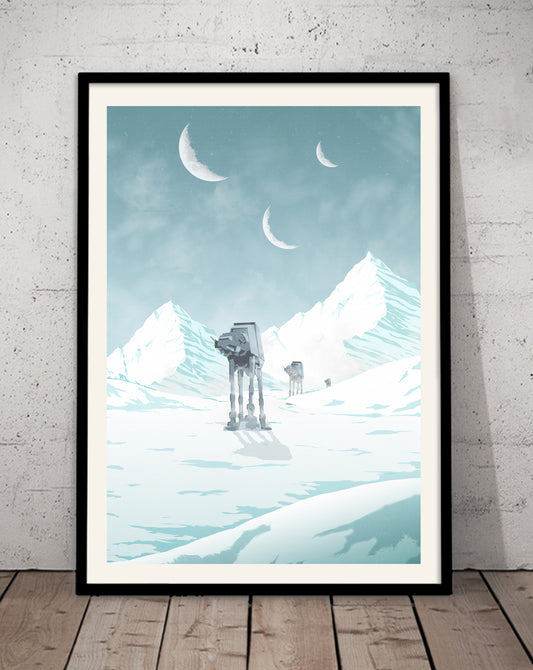 Hoth - Star Wars Travel Poster, Star Wars Planet Minimalist Poster